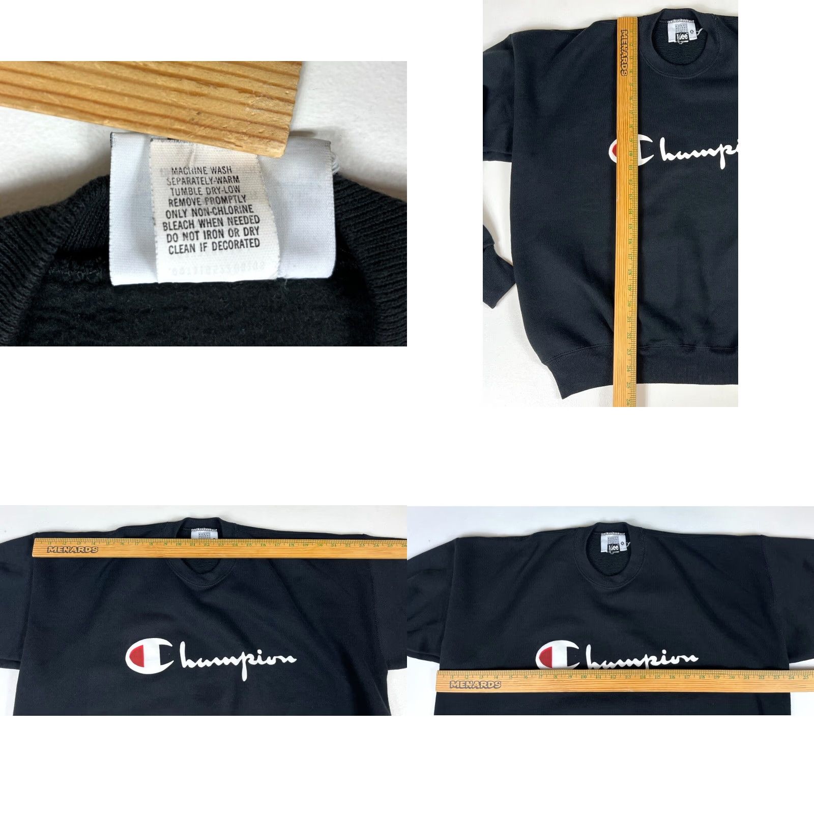 Lee Lee x Champion Men's Vintage Sweatshirt Heavyweight XL Black 90s Crew Neck Cotton Blend Size US XL / EU 56 / 4 - 8 Thumbnail