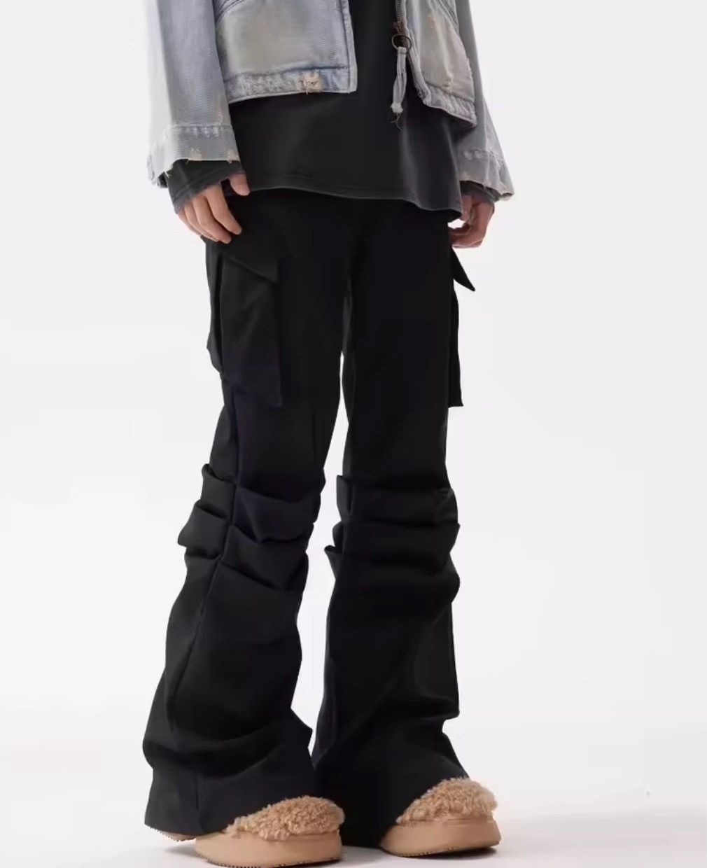 Japanese Brand utility punk bootcut flared cleanfit pleated cargo pants Size US 28 / EU 44 - 8 Thumbnail