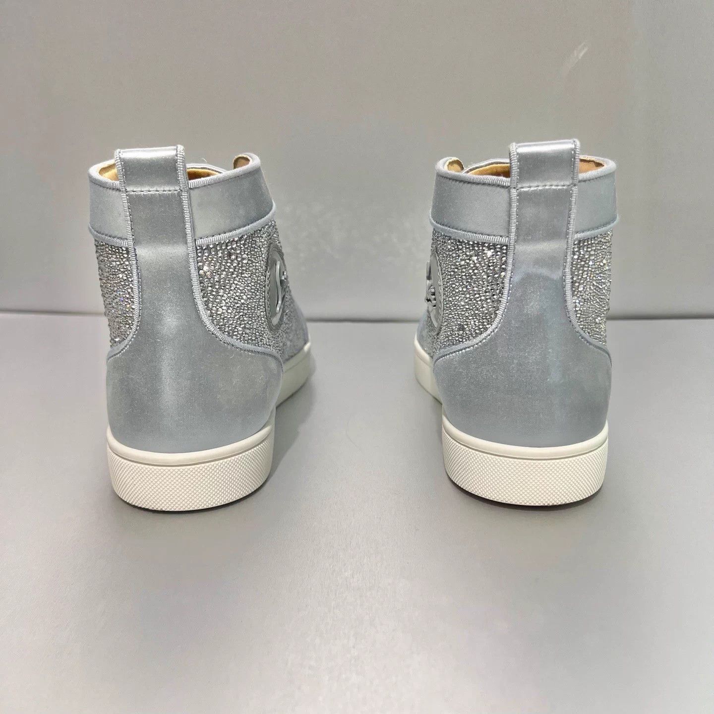 Christian Louboutin CL High-Top Silver Crystal Sneakers 41.5 EU Like New Size US 8.5 / EU 41-42 - 5 Thumbnail