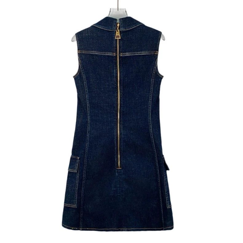 Louis Vuitton Louis Vuitton Sleeveless denim dress with cotton lapels an Size XXS / US 00 / IT 34 - 2 Thumbnail