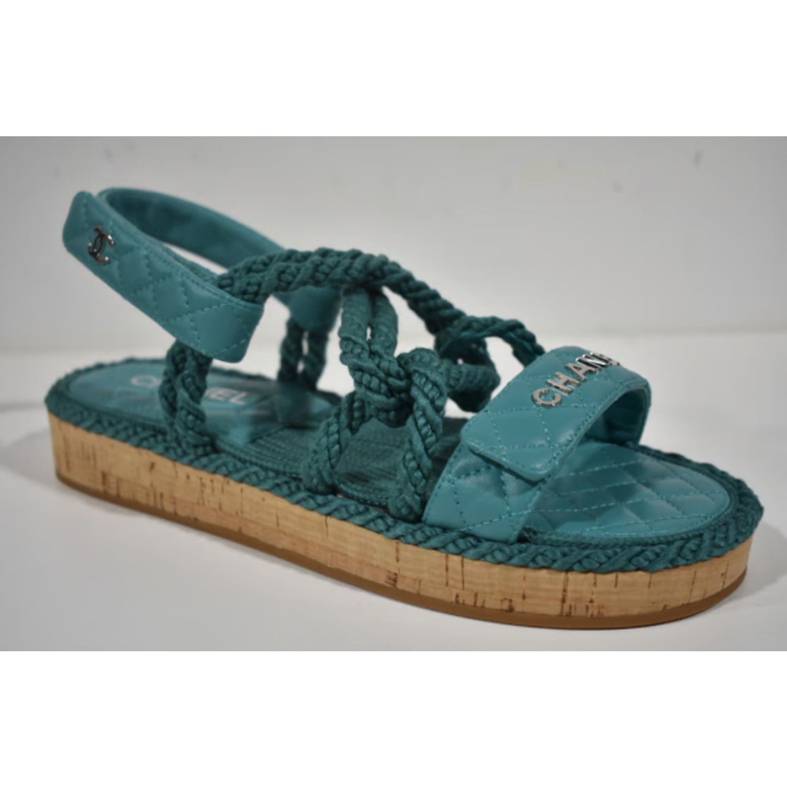 Chanel Chanel 21S Dad Green Blue Cord Rope CC Quilted Mule Size US 10 / IT 40 - 10 Thumbnail