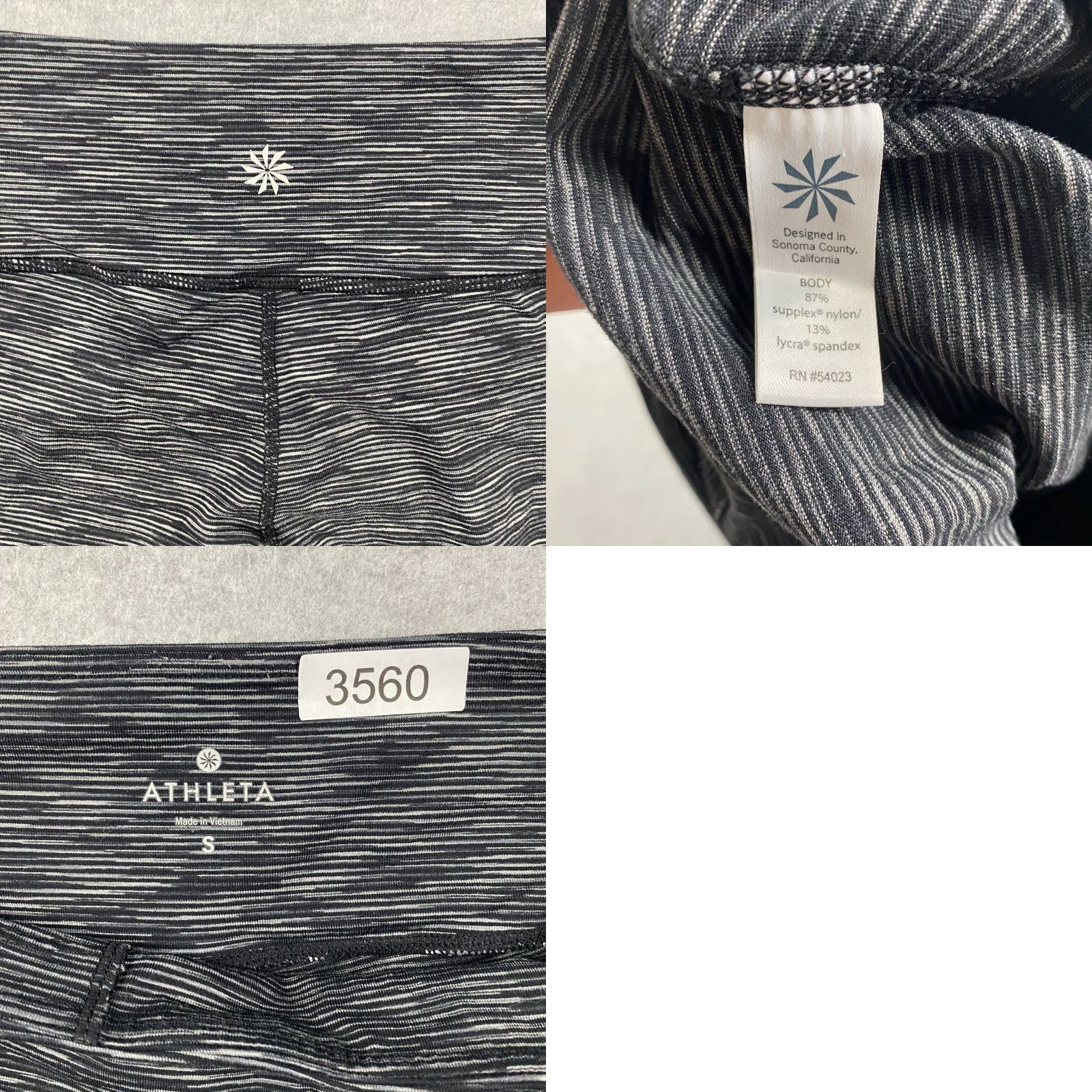 Athleta Athleta Leggings Womens Small S Black Pull On Striped Capri Mid-Rise Stretch Size 26" / US 2 / IT 38 - 9 Thumbnail