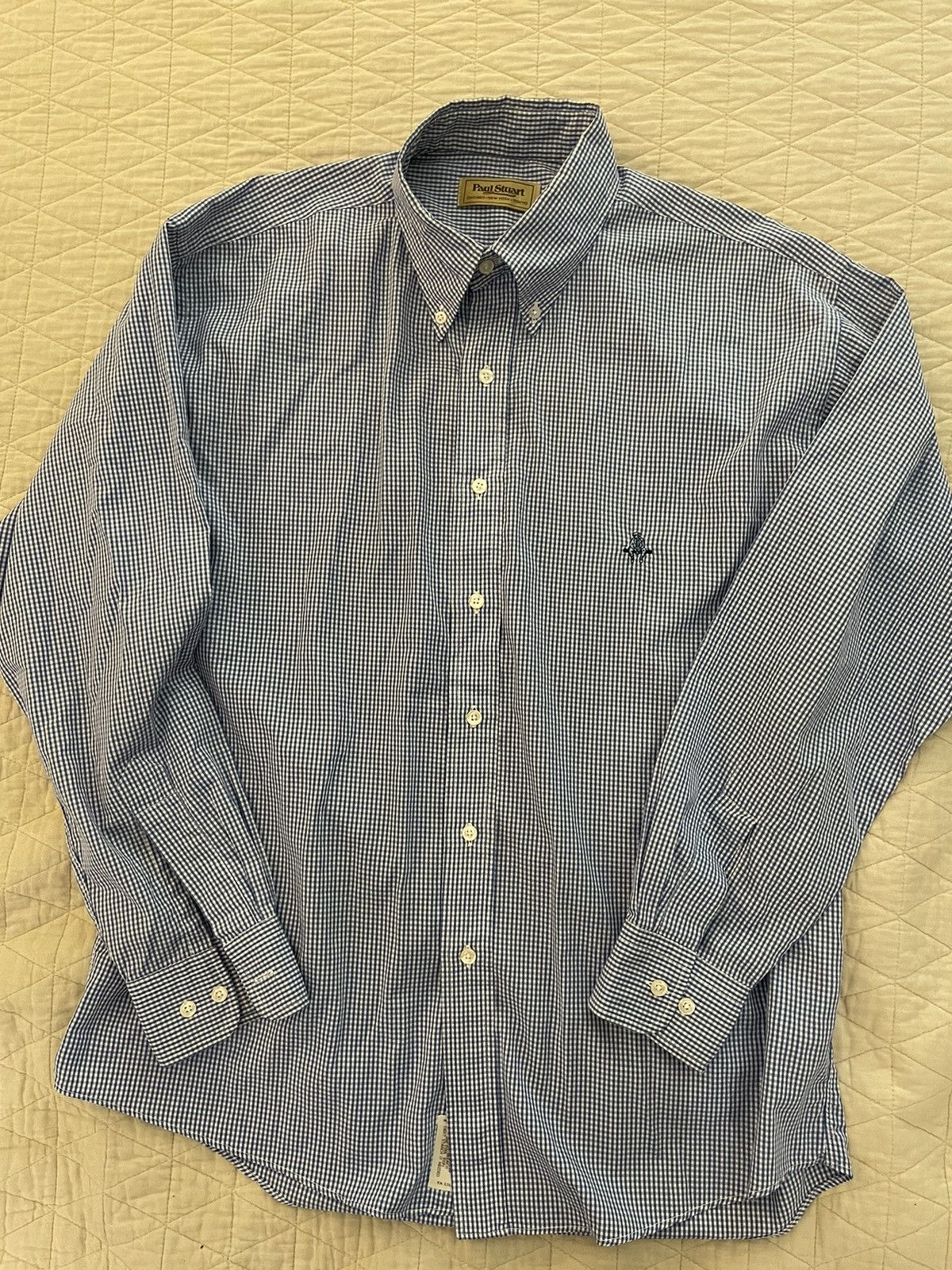 Paul Stuart Gingham Check Button Down Logo Sport Shirt Size US L / EU 52-54 / 3 - 2 Thumbnail