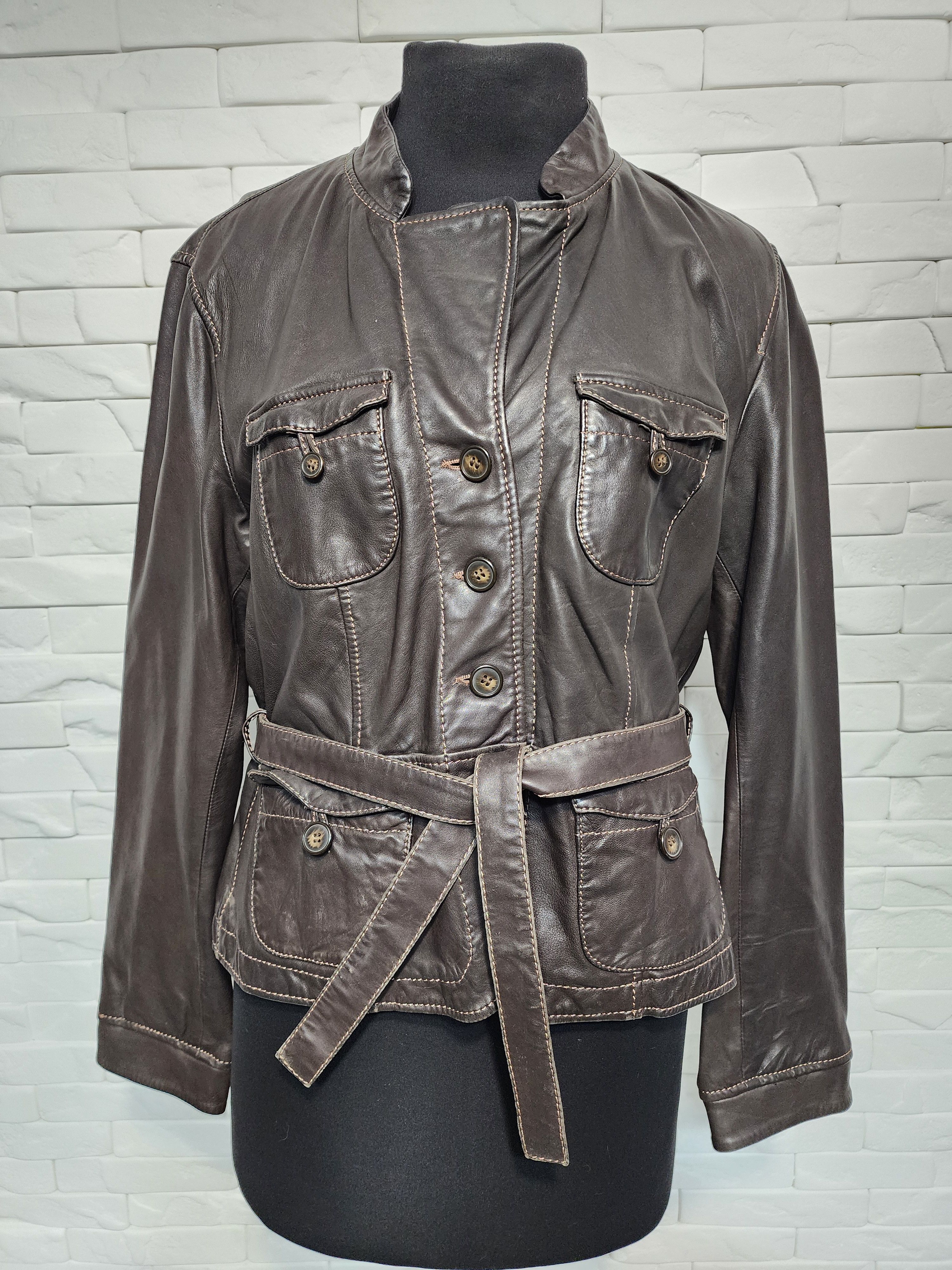 Designer Brown women's leather jacket. Size XL / US 12-14 / IT 48-50 - 1 Thumbnail