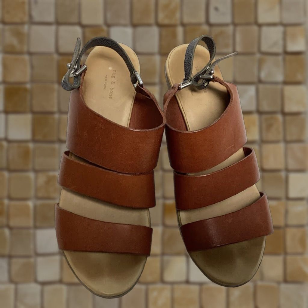 Rag Bone Rag & Bone Women's Slingback Sandals Size 8 (Eu 38) Brown High Heel Shoes Leather