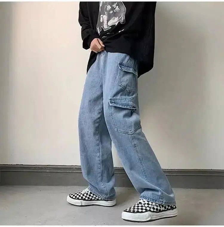 Japanese Brand Retro Straight Loose Multi Pocket Jeans Size US 34 / EU 50 - 2 Thumbnail
