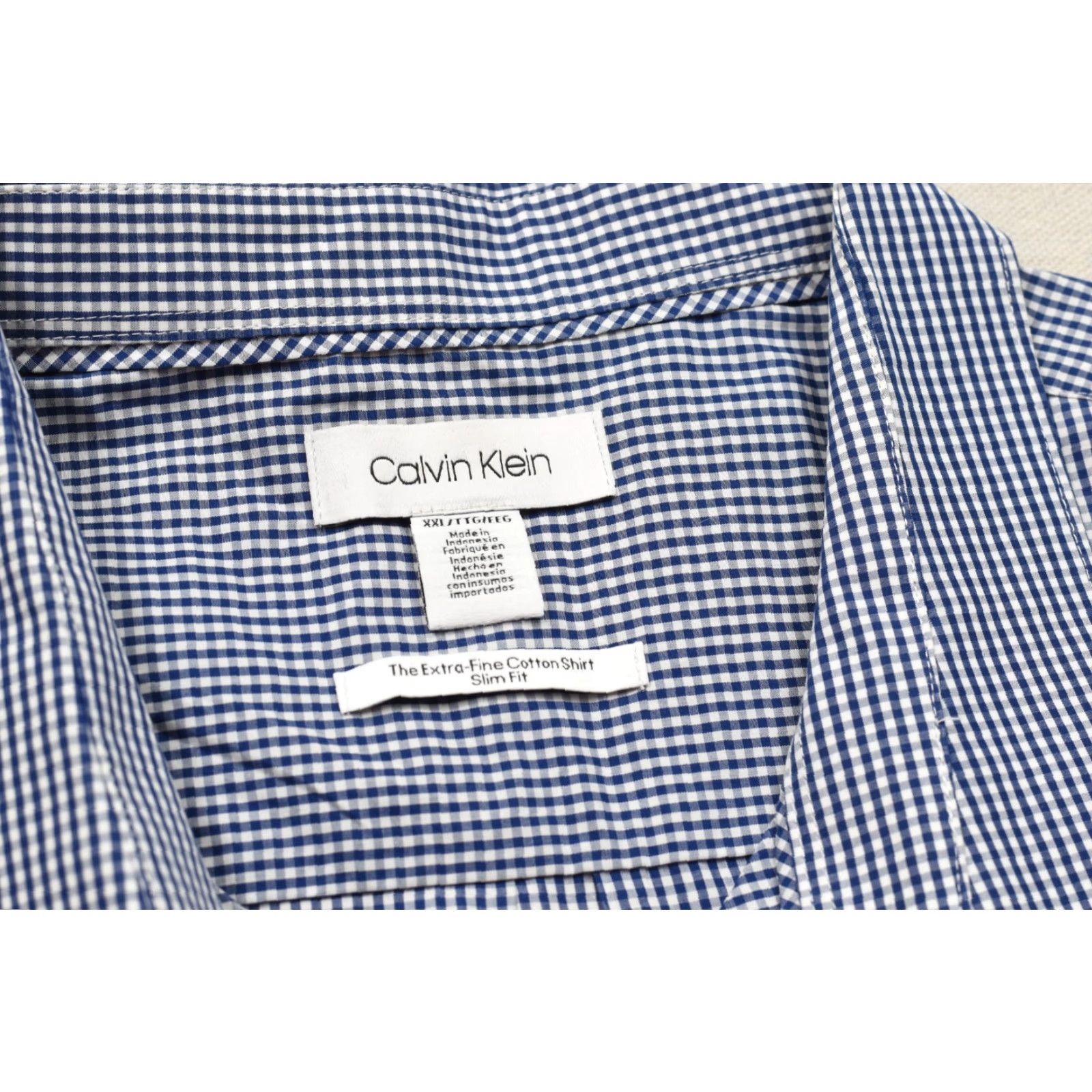 Calvin Klein Calvin Klein Extra-Fine Cotton Shirt Mens XXL Slim Fit Blue White Gingham Check Shirt Size US XXL / EU 58 / 5 - 8 Thumbnail