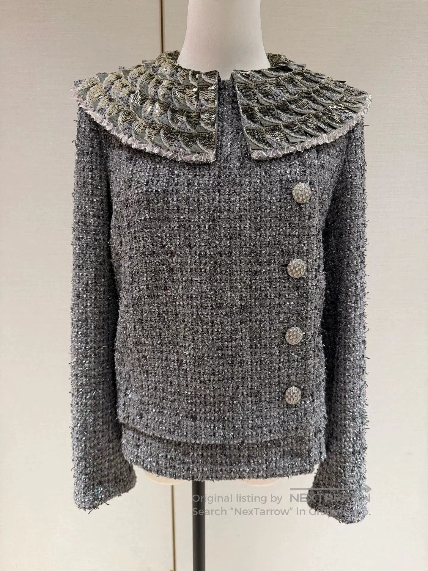 Chanel Chanel Runway Gray Sequin Collar Coat. Size US S / EU 44-46 / 1 - 1 Thumbnail