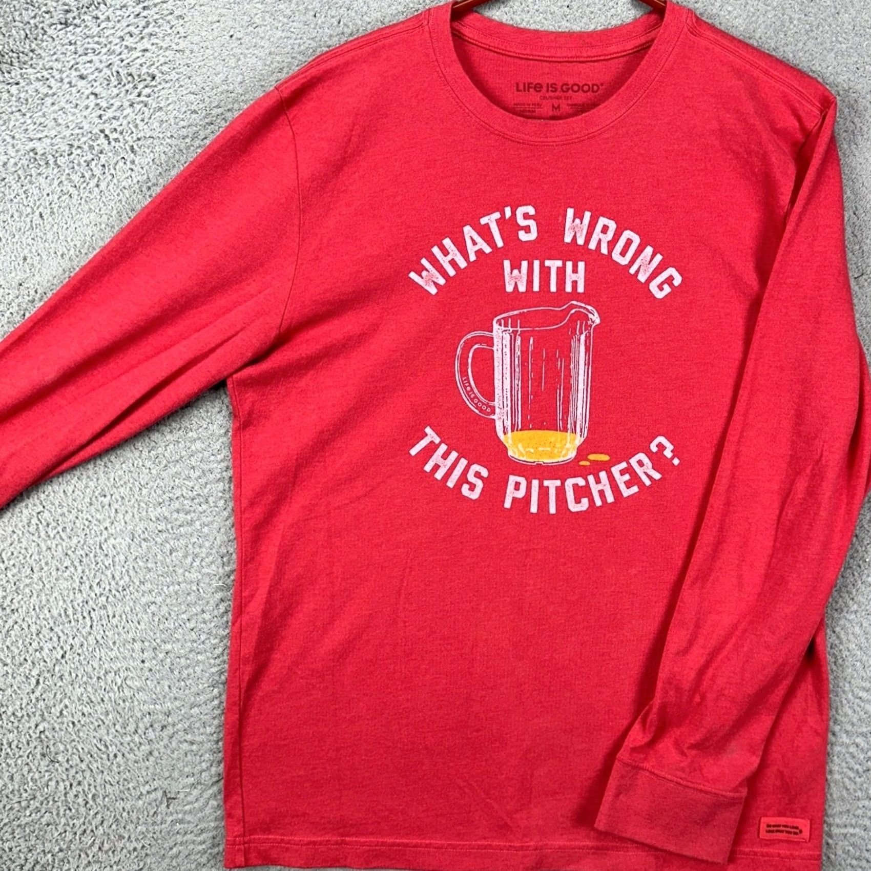 Life is Good Life is Good Crusher T-Shirt Men Medium Red Graphic What Wrong With This Pitcher Shirt Mens Medium Red Graphic Print Breather Crew Neck Size US M / EU 48-50 / 2 - 2 Thumbnail