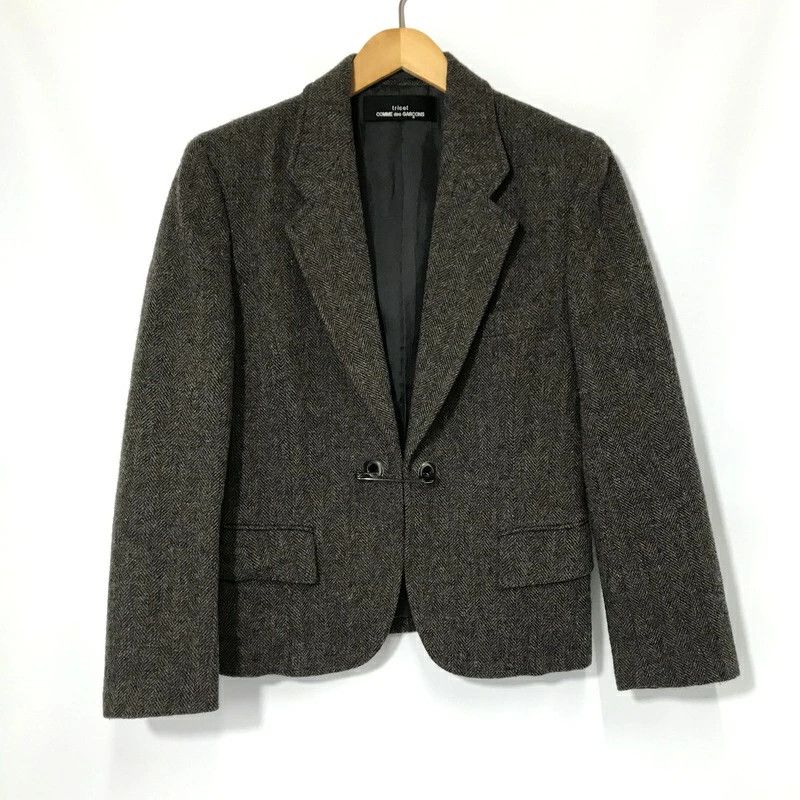 Comme des Garcons Jacket Tailored Tweed Wool Eyelit Flap Pocket Brown Size US S / EU 44-46 / 1 - 1 Thumbnail