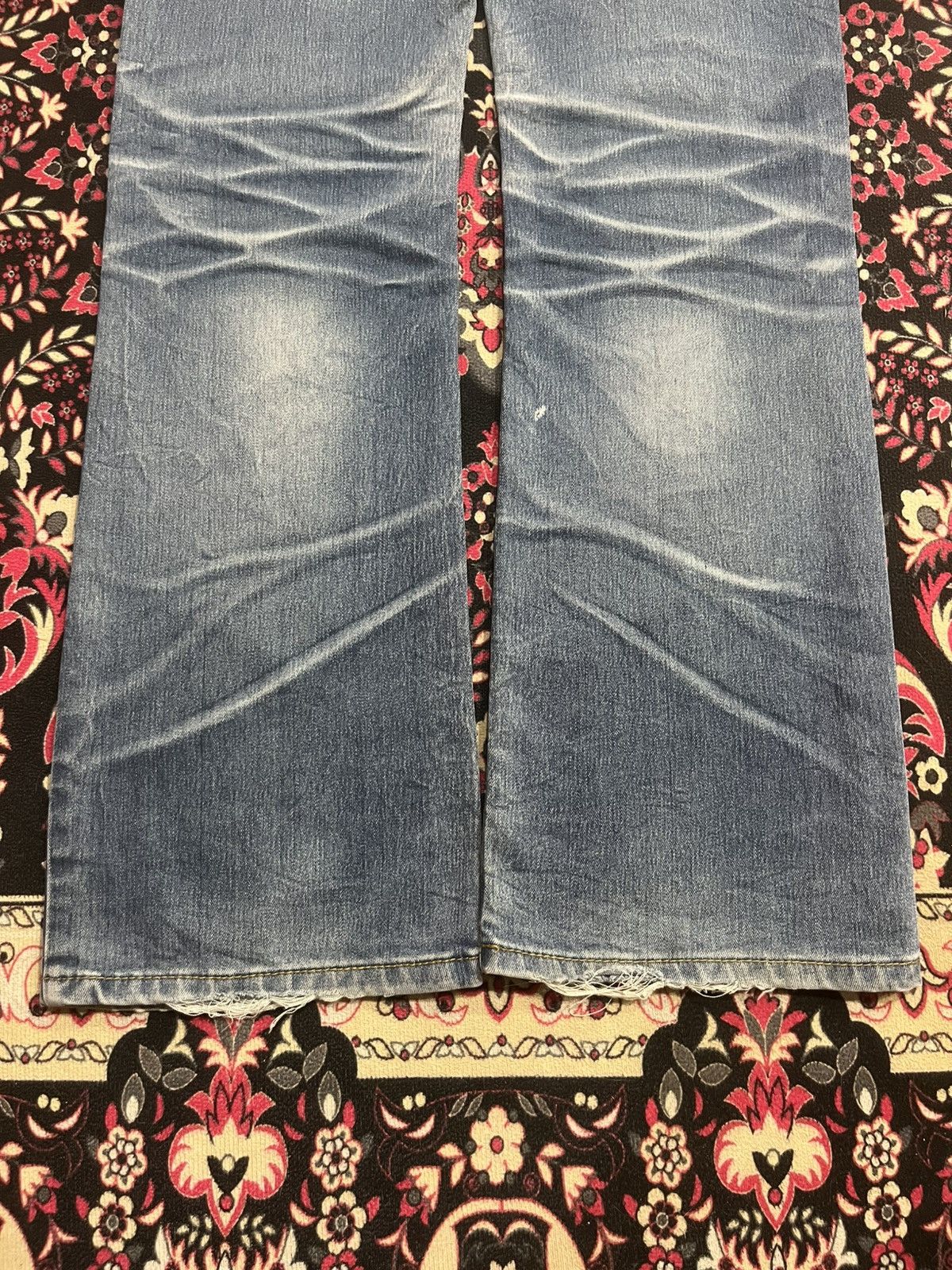 Tornado Mart ⚡️Flare⚡️Vintage Japanese Brand Ruby Denim Whisker Blue Jeans Size US 32 / EU 48 - 9 Thumbnail