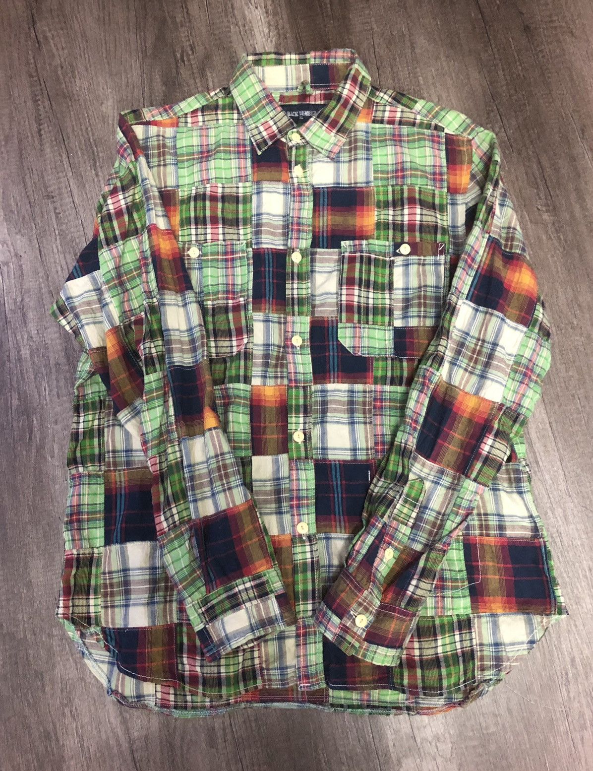 Flannel × Vintage VINTAGE BACK NUMBER PATCHWORK FLANNEL LONG SLEEVE SHIRT Size US XL / EU 56 / 4 - 4 Thumbnail