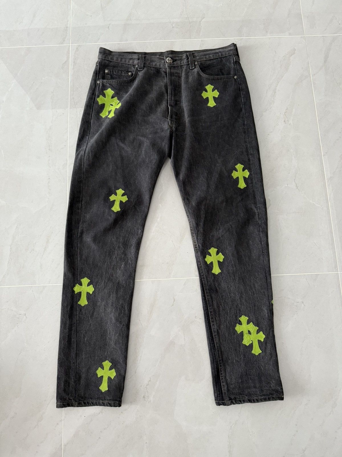 Chrome Hearts Chrome Hearts Slime Green Patched Levis 501 Sz.36 Size US 36 / EU 52 - 1 Thumbnail