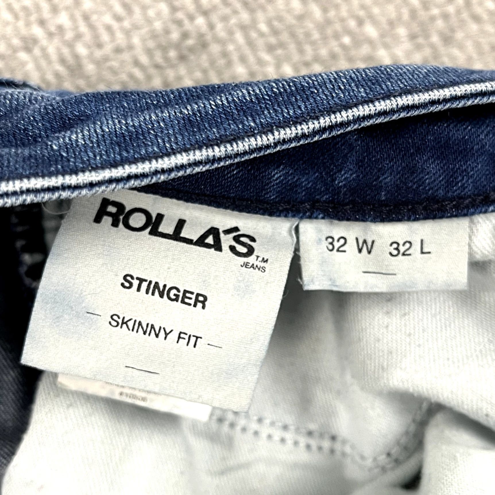 Denime ROLLAS Jeans Mens 32 x 32 (Fits 31x31) Stinger Skinny Fit Stretch Blue Denim Size US 32 / EU 48 - 2 Thumbnail