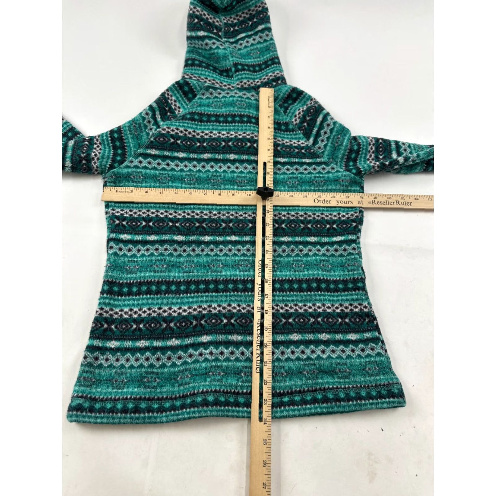 Vintage Köppen Hoodie Womens Medium Green Fair Isle Pattern Sherpa Lined Hood Pullover Size M / US 6-8 / IT 42-44 - 6 Thumbnail