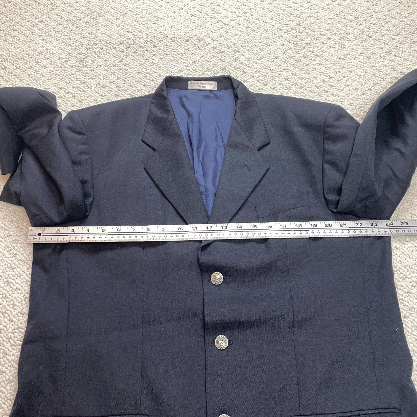 Bob Mackie Bob Mackie Blazer Jacket Mens 48 Blue Solid Pure New Wool Three Button Long Size 48R - 7 Thumbnail