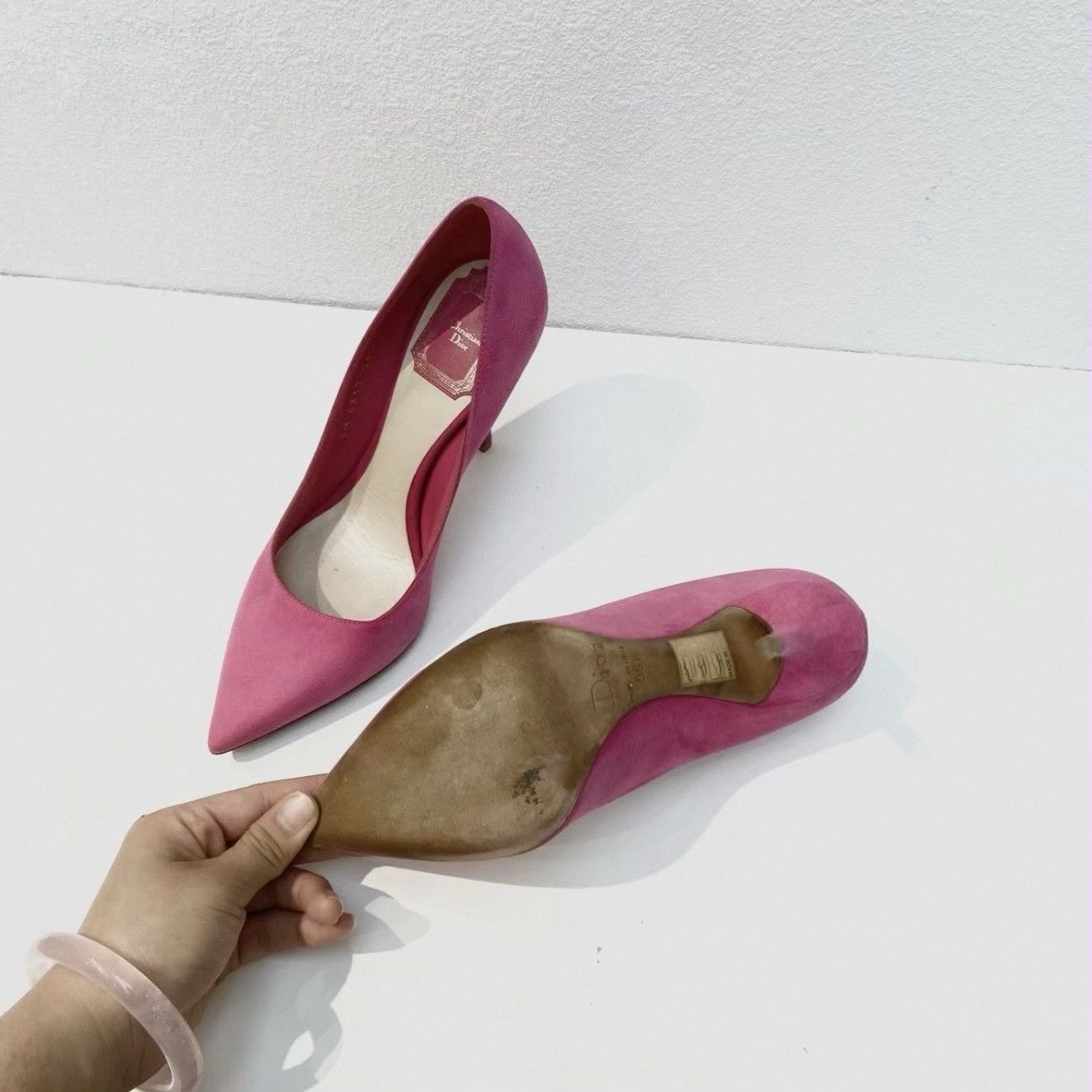 Dior Christian Dior Cherie Pointy pink suede high heels Size US 6.5 / IT 36.5 - 3 Thumbnail