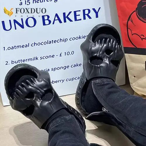 image of Skulls Skull Slippers in Black, Men's (Size 10)