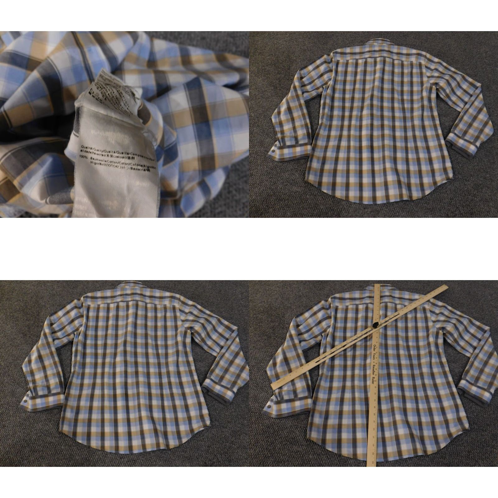 Hugo Boss HUGO BOSS Shirt Mens L Blue Brown Plaid Slim Fit Long Sleeve Button Front Size US L / EU 52-54 / 3 - 8 Thumbnail