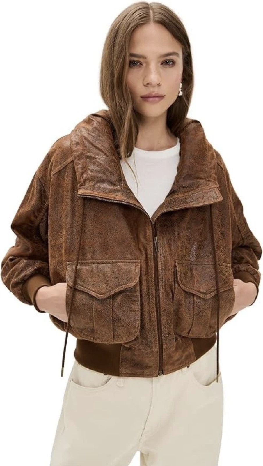R13 R13 - LEATHER SHIRRED OVERSIZED BOMBER Size M / US 6-8 / IT 42-44 - 9 Thumbnail