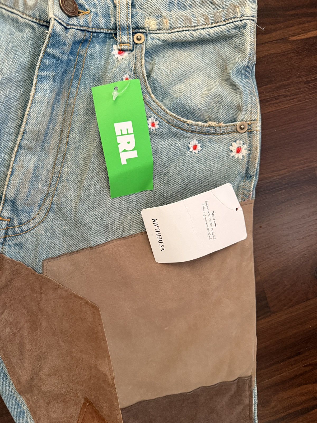 ERL ERL Leather Patchwork Jeans Size US 29 - 6 Thumbnail