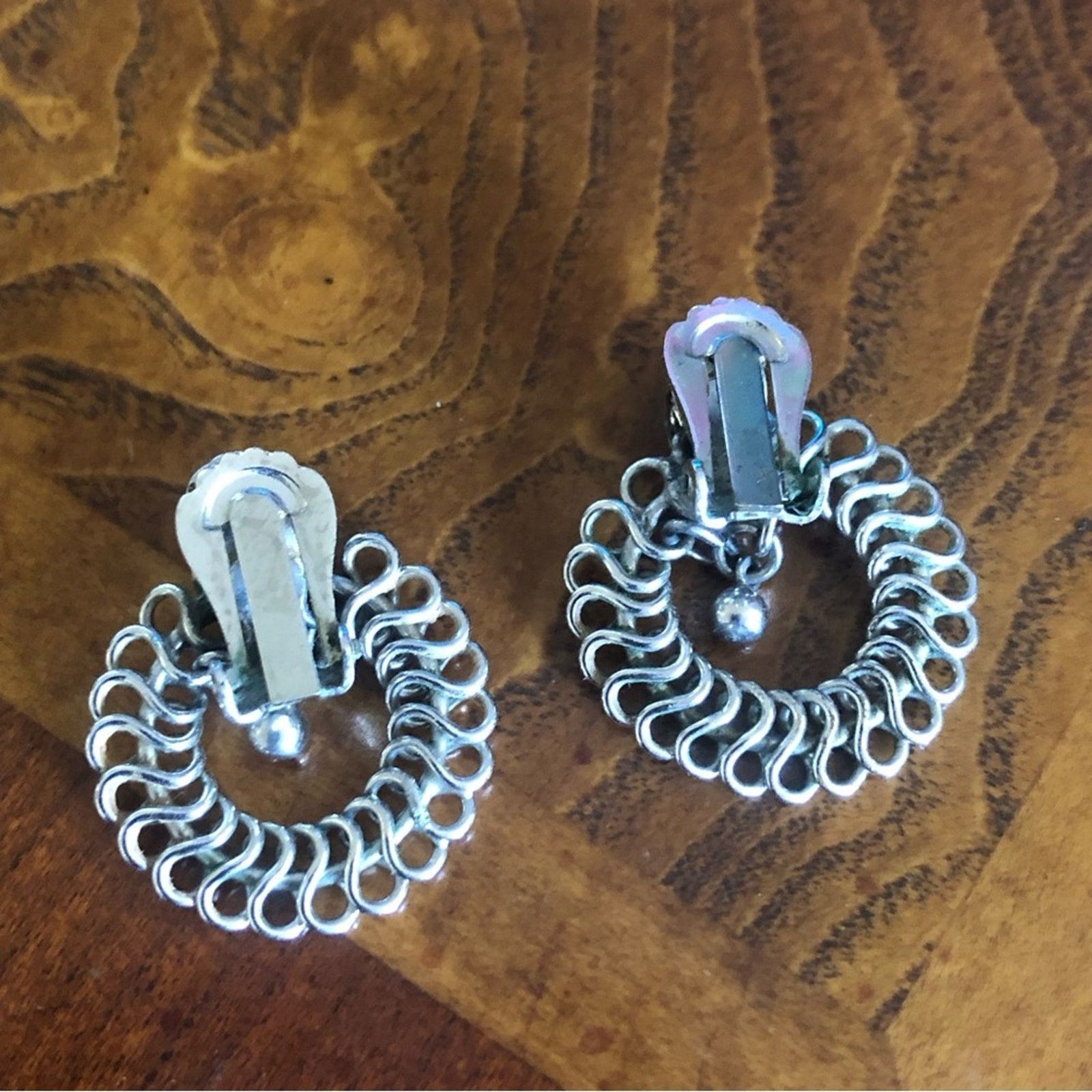 Vintage Vintage 70s silver plated dangle center clip on earrings Size ONE SIZE - 4 Thumbnail