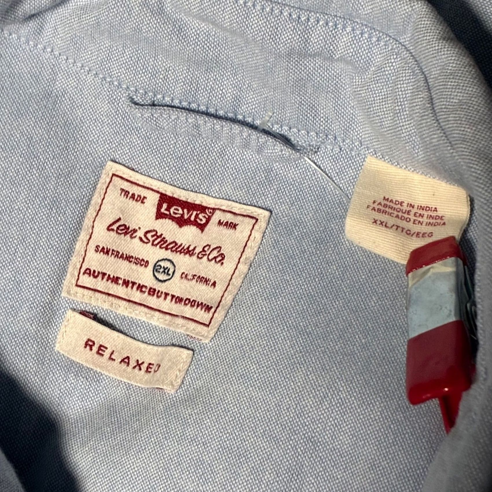 Levi's Levi's Men's XXL Blue Oxford Shirt Relaxed Fit Cotton Long Sleeve Button Down Casual Workwear Size US XXL / EU 58 / 5 - 7 Thumbnail