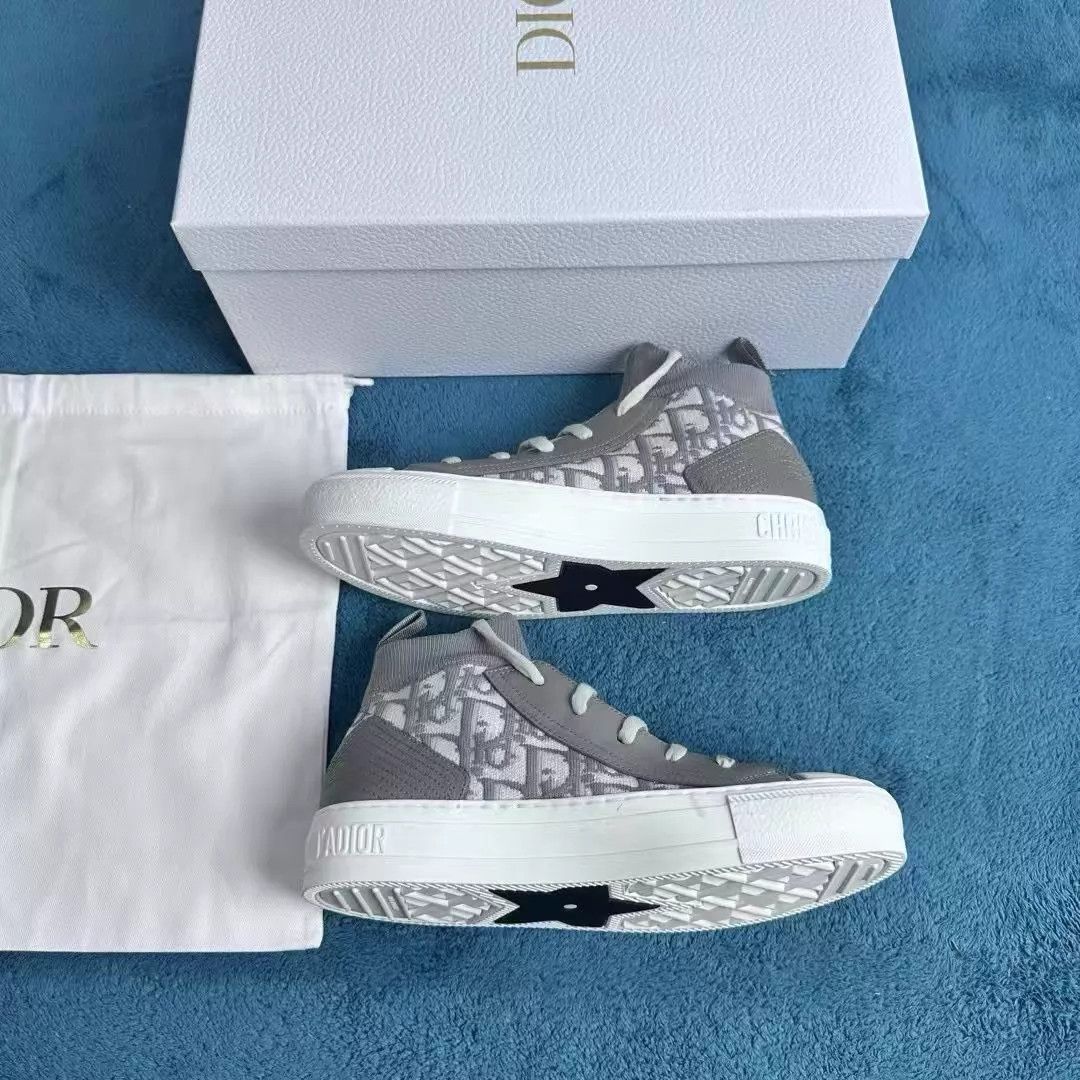 Dior Dior Mid-Top All-Over Print Gray Sock Shoe 36.5 Size US 6 / IT 36 - 3 Thumbnail