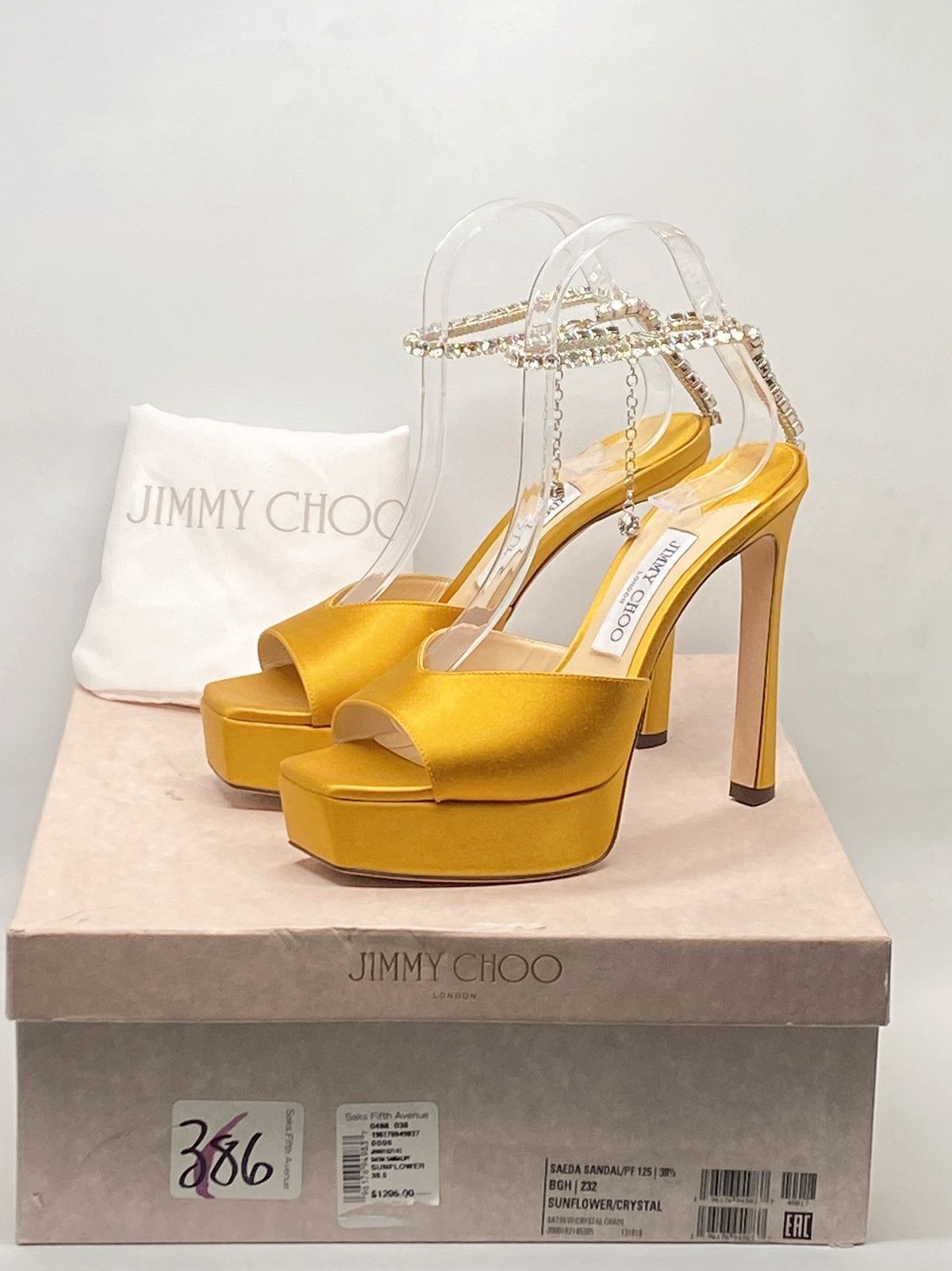 Jimmy Choo Jimmy Choo Saeda Satin Crystal Platform Sandals size 38.5 Size US 8.5 / IT 38.5 - 12 Thumbnail