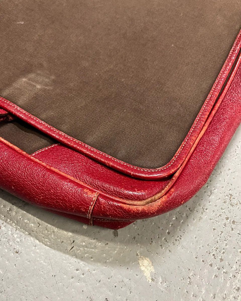 Prada Prada Brown Canvas Red Leather Messenger Bag Size ONE SIZE - 5 Thumbnail