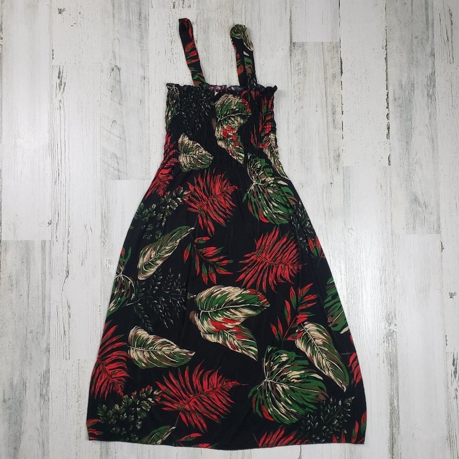 Other NWT Ace Fashions Black Tropical Smocked Sundress Large Size L / US 10 / IT 46 - 1 Thumbnail