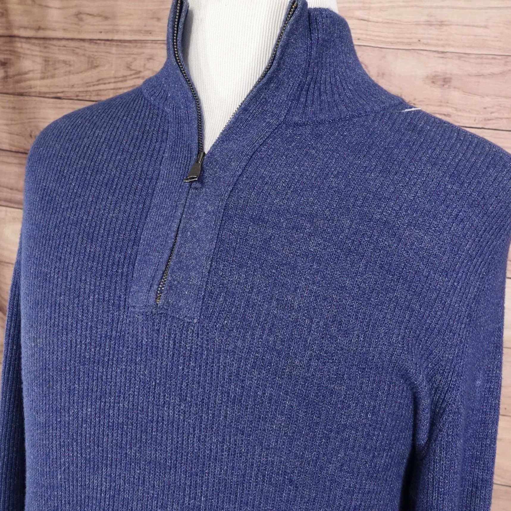 Banana Republic VINTAGE Banana Republic Sweater Pullover Knitted Cotton 1/4 Zip Men's Large Blue All Seasons Size US L / EU 52-54 / 3 - 2 Thumbnail
