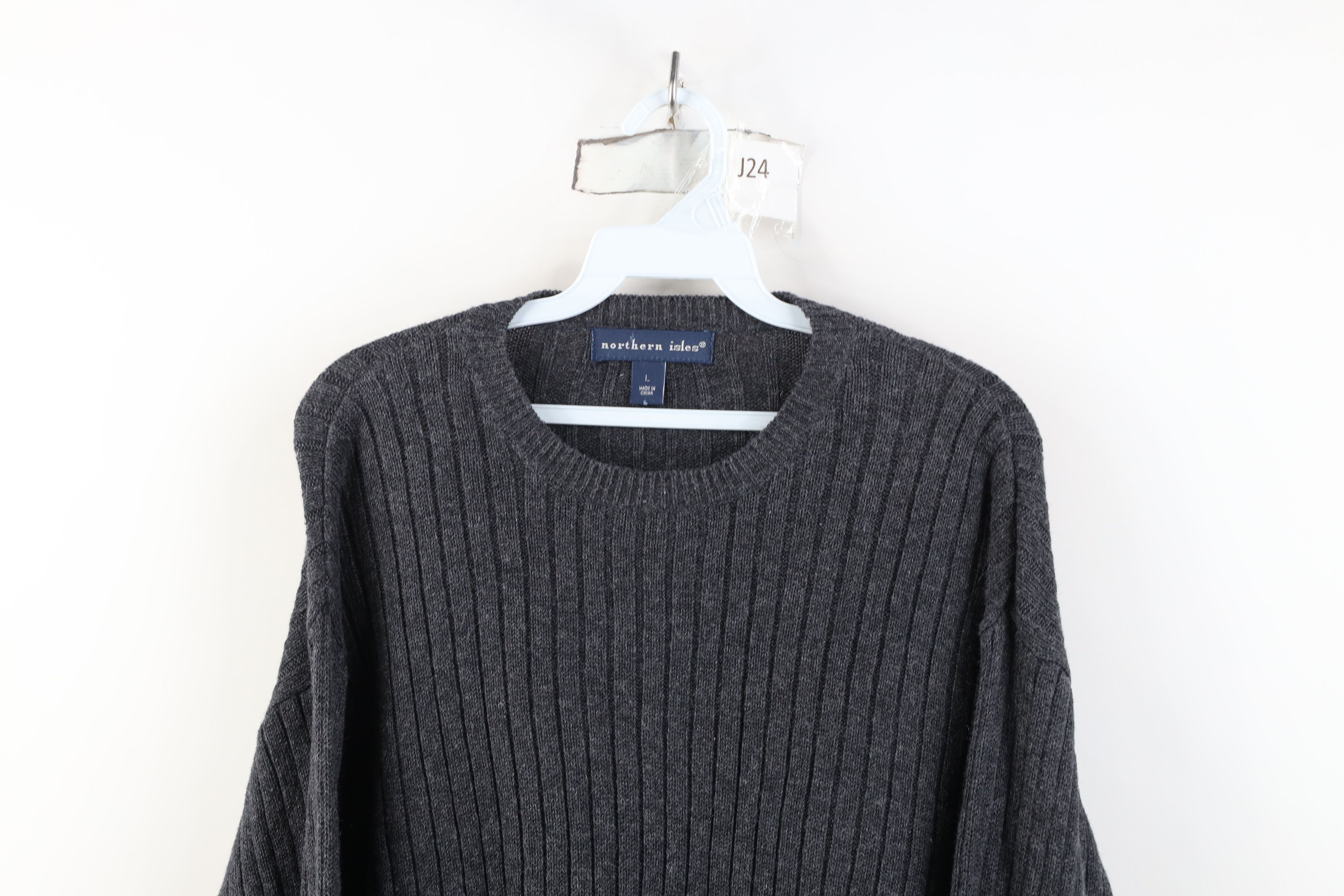 Vintage Vintage 90s Streetwear Blank Ribbed Knit Crewneck Sweater Size US L / EU 52-54 / 3 - 2 Thumbnail