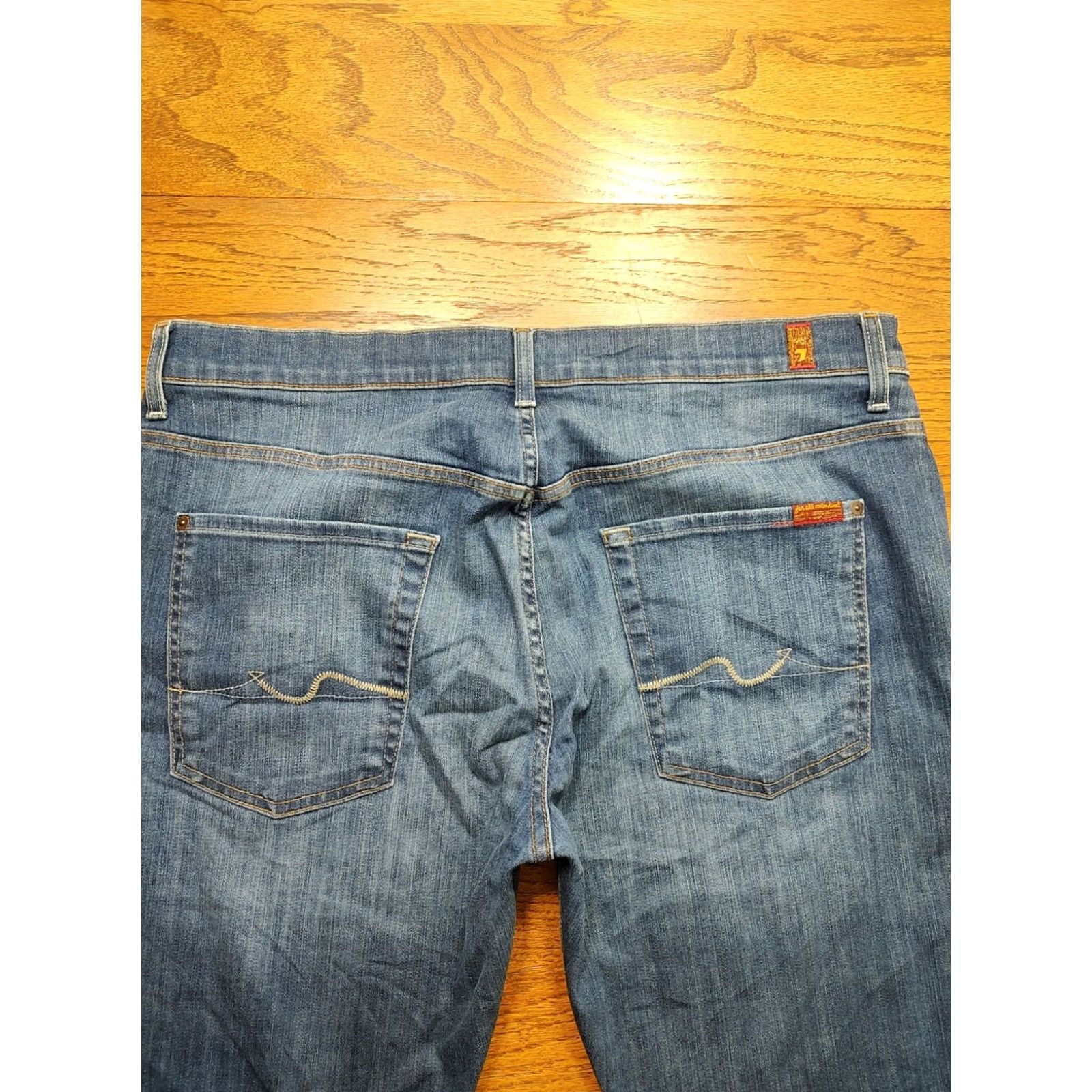 7 For All Mankind 7 For All Mankind Brett Jeans Mens 36x31 Blue Medium Wash Bootcut Denim 5-Pocket USA Stretch Regular 10.5 Rise Regular Fit Zip Closed Size US 36 / EU 52 - 3 Thumbnail