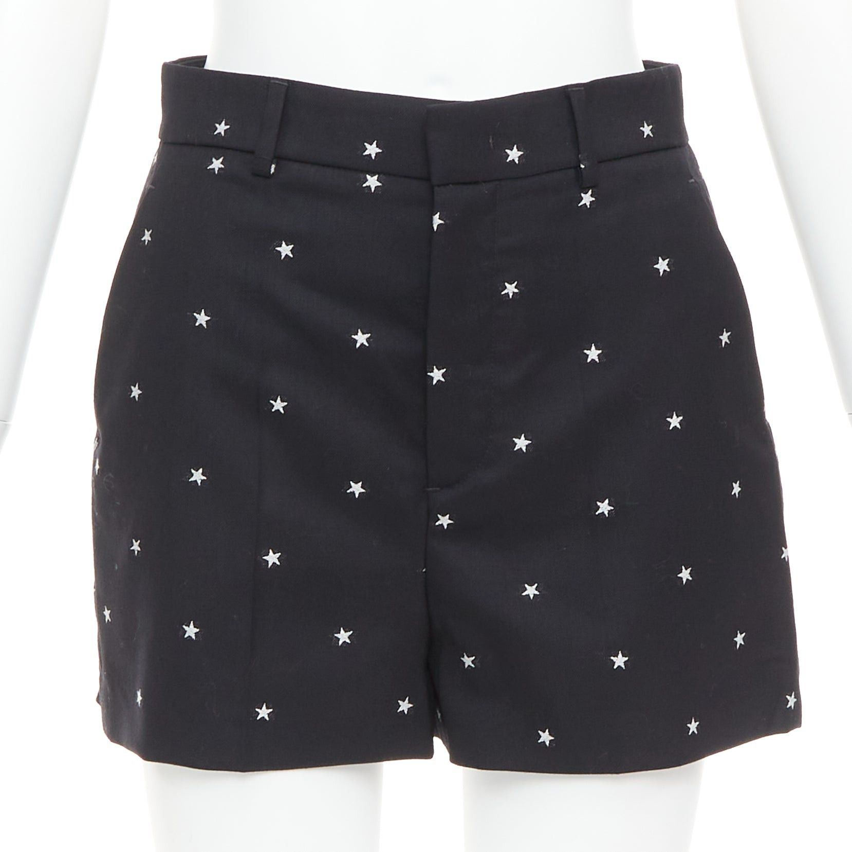RED Valentino RED VALENTINO black white star intarsia wool blend mini shorts IT38 XS Size 26" / US 2 / IT 38 - 1 Thumbnail