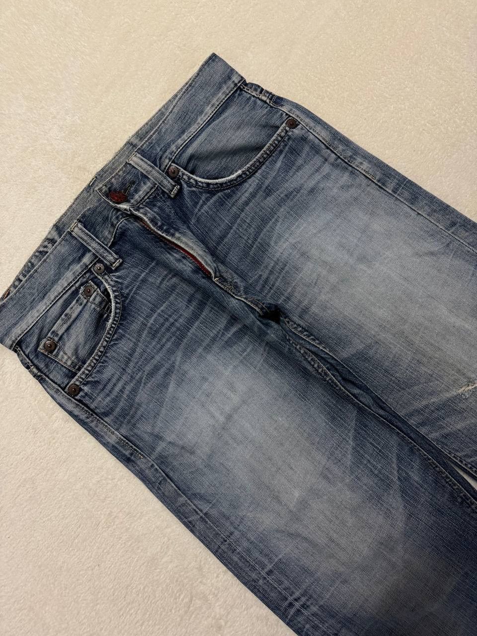 Japanese Brand THRASHED 90s Edwin Sick Faded Distressed Twist Leg Blue Jean Size US 32 / EU 48 - 8 Thumbnail
