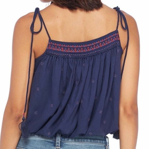 Free People Free People Eternal Love Navy Embroidered Cotton Top Size XS / US 0-2 / IT 36-38 - 4 Thumbnail