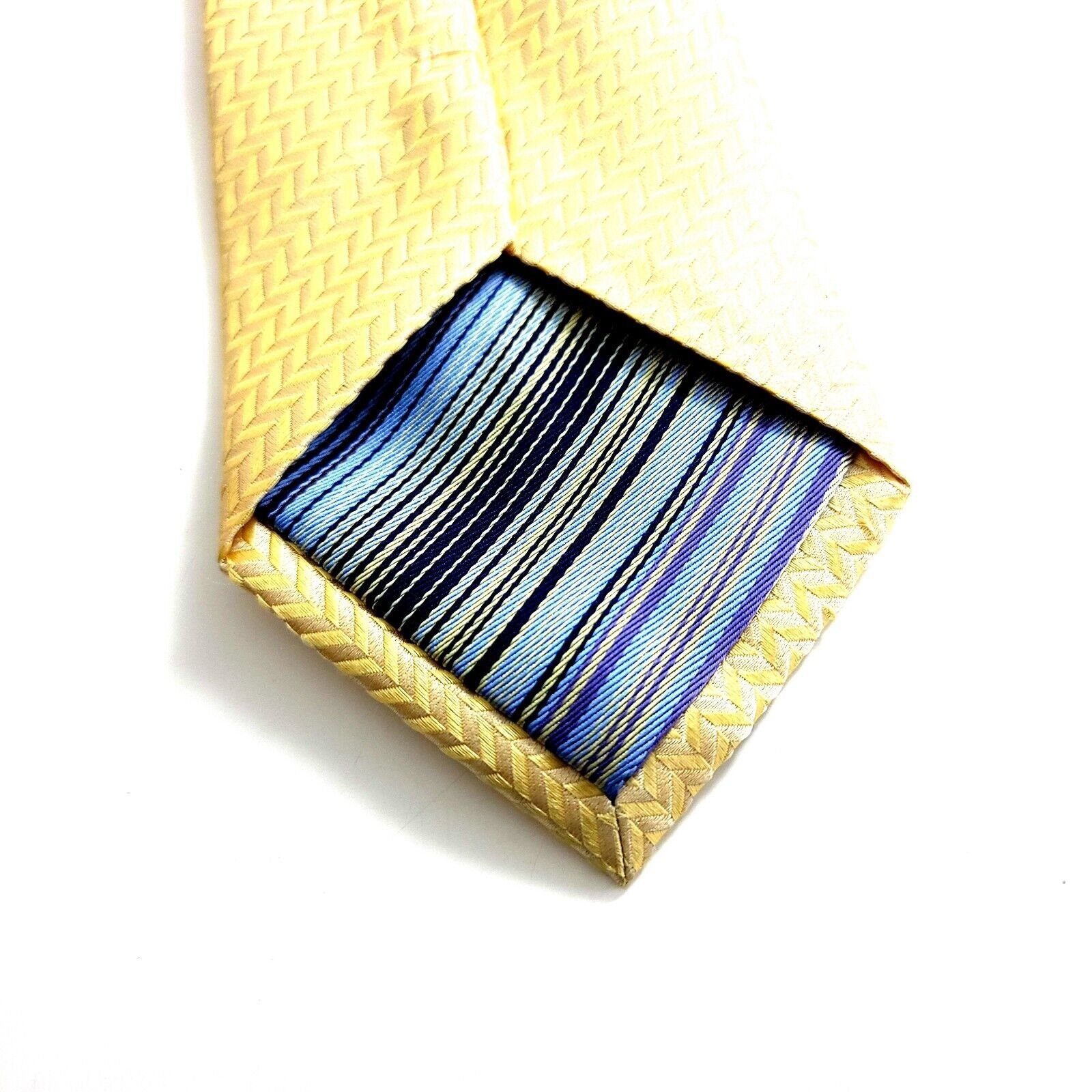 Alexander Julian Alexander Julian Colours Herringbone Yellow Woven Silk Tie Size ONE SIZE - 4 Thumbnail