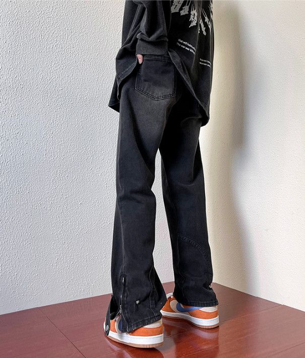 Japanese Brand Men's straight leg casual retro flared jeans with zipper Size US 32 / EU 48 - 3 Thumbnail