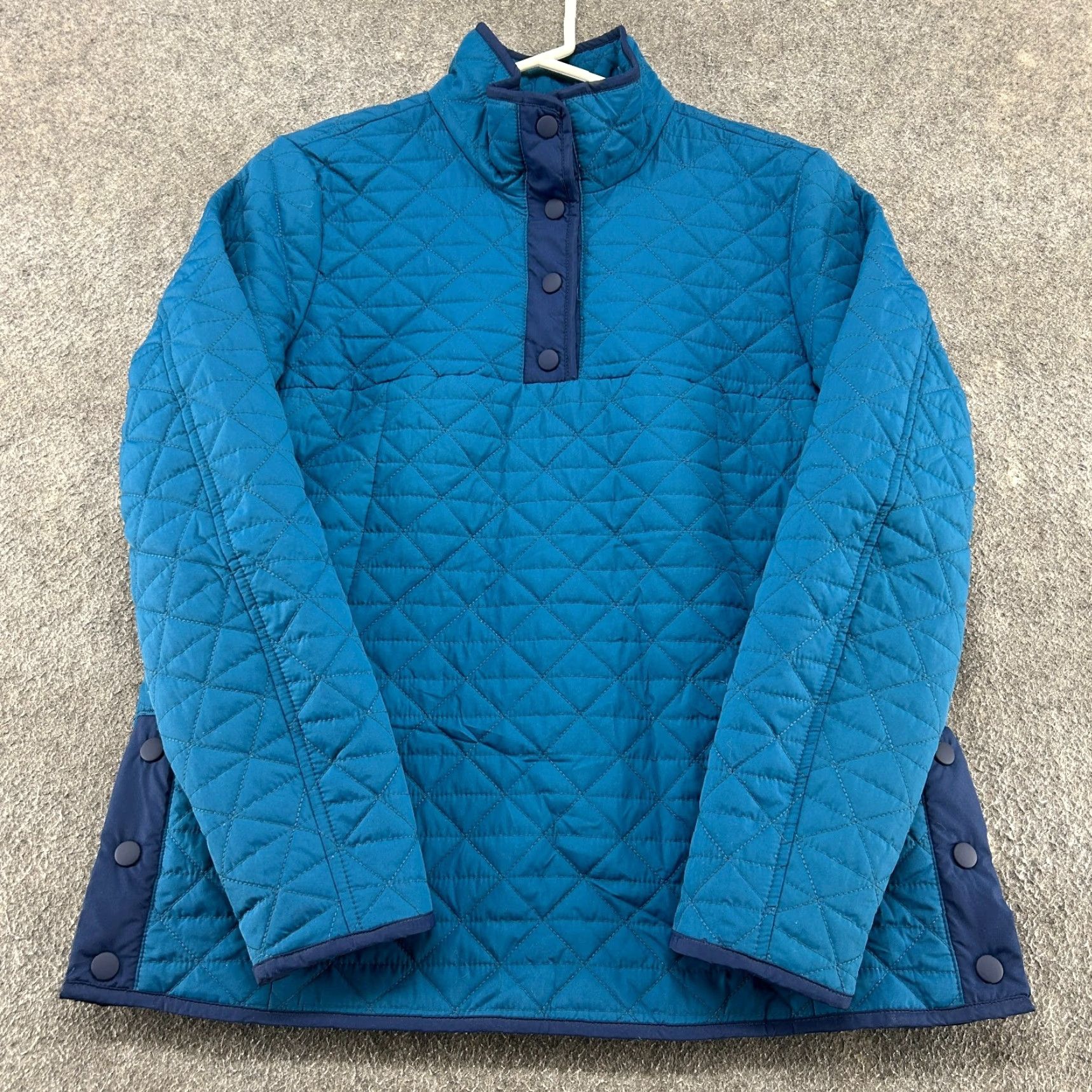 Lands' End Lands' End Windbreaker Jacket Womens Small Blue Quilted Hooded 90s Regular Long Sleeve Mid-Length Snap Zip Pullover Size S / US 4 / IT 40 - 2 Thumbnail