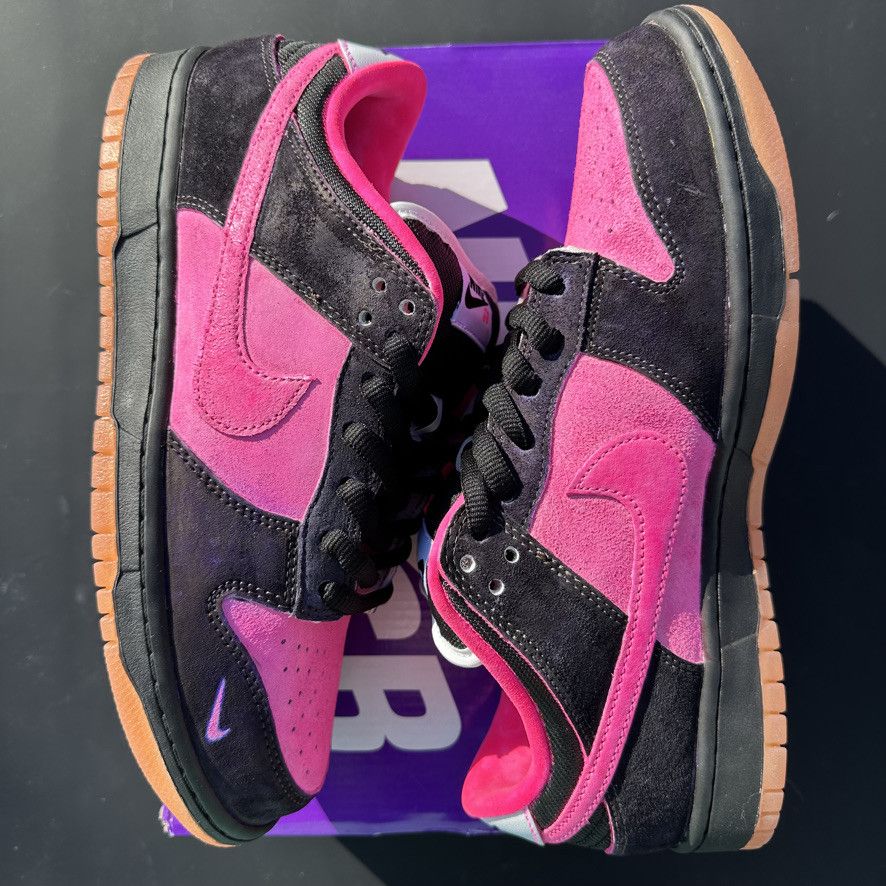 Nike Sb Dunk Custom Night Blossom Suede - Black/Pink Size 10