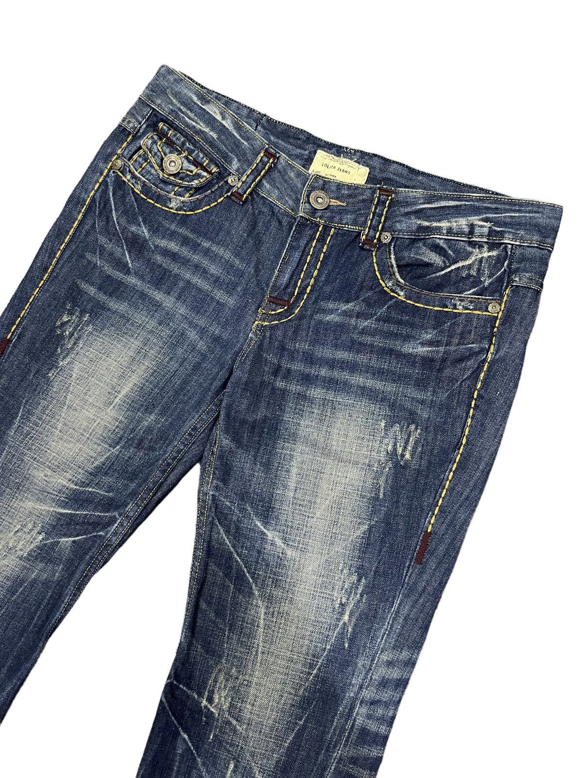 Designer 🔥 LOLITA YOSHITOMO NARA Exotic Vtg Denim Clawmark FLARE💥 Size US 35 - 8 Thumbnail