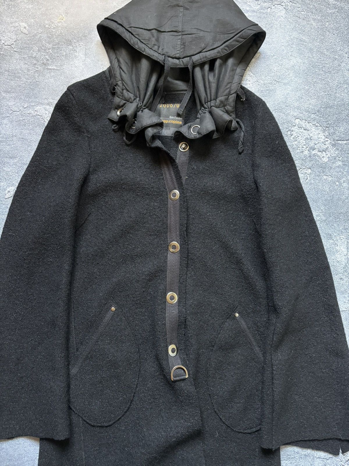 Cop Copine Archive 00s Cop Copine Avant Garde Hooded Long Wool Coat Size M / US 6-8 / IT 42-44 - 4 Thumbnail