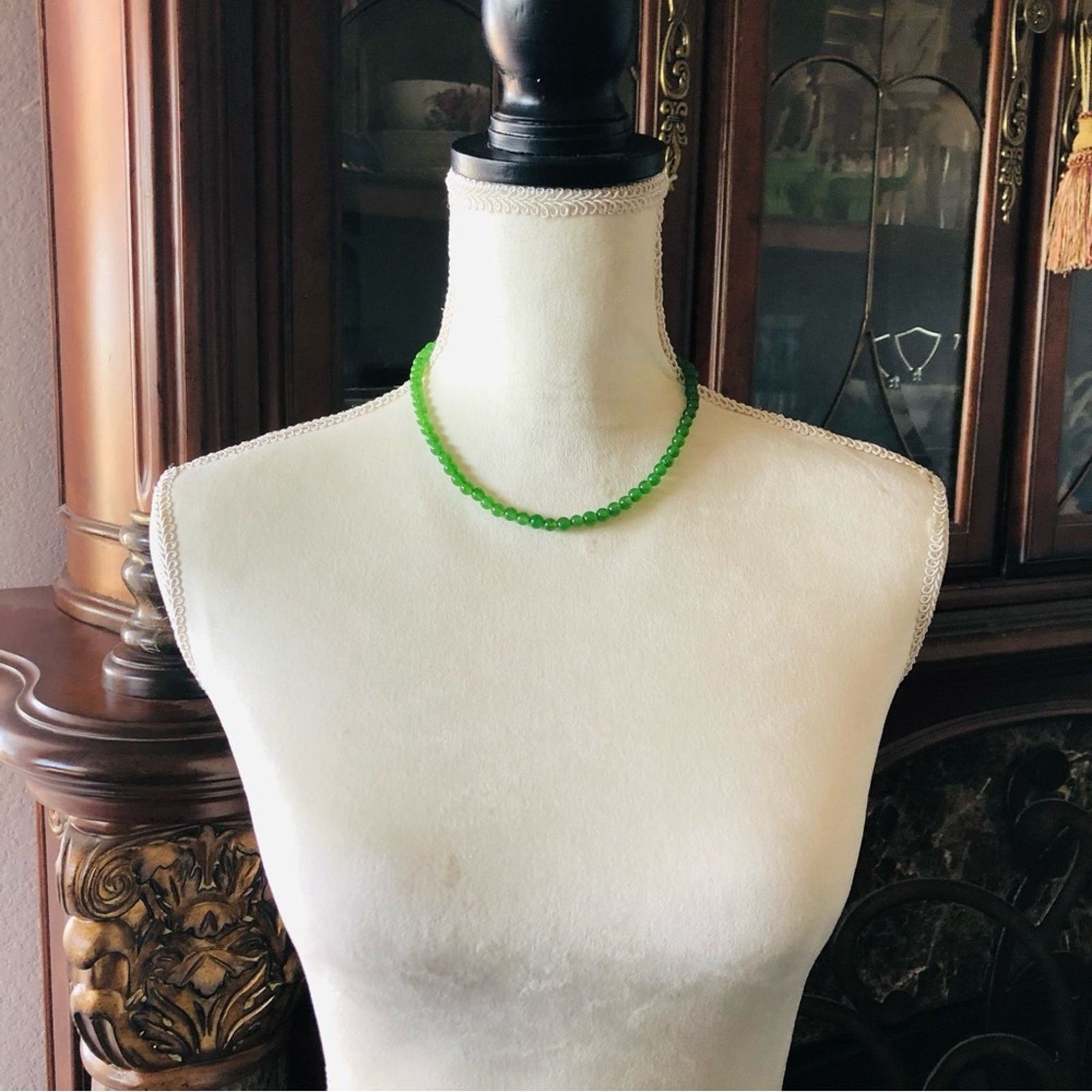 Jewelry Genuine nephrite jade 6mm round bead necklace Size ONE SIZE - 4 Thumbnail