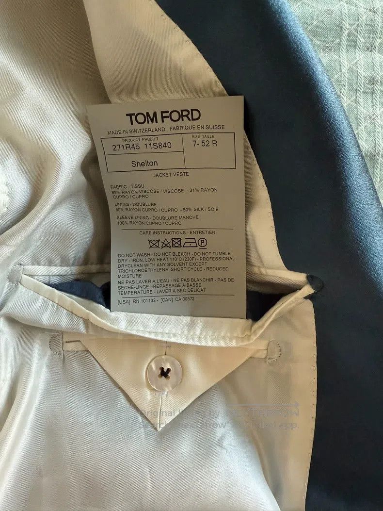 Tom Ford Tom Ford Classic Shelton shawl collar velvet blue-green ev Size 52R - 7 Thumbnail