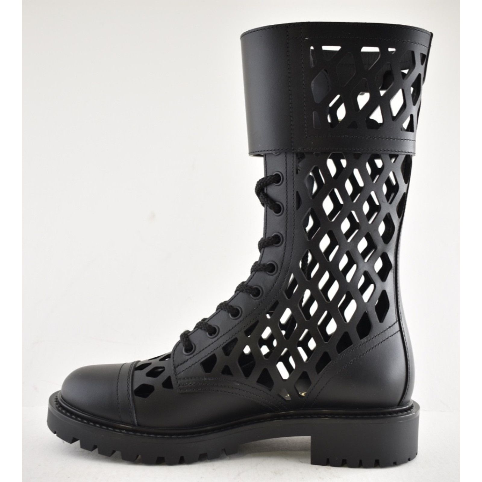 Dior Dior D-Trap Black Leather Cut Out Military Combat Lace Up Size US 6 / IT 36 - 13 Thumbnail