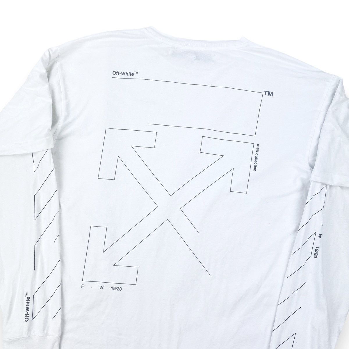Off-White Off-White Unfinished Arrows Layered White Long Sleeve TShirt Size US L / EU 52-54 / 3 - 1 Thumbnail