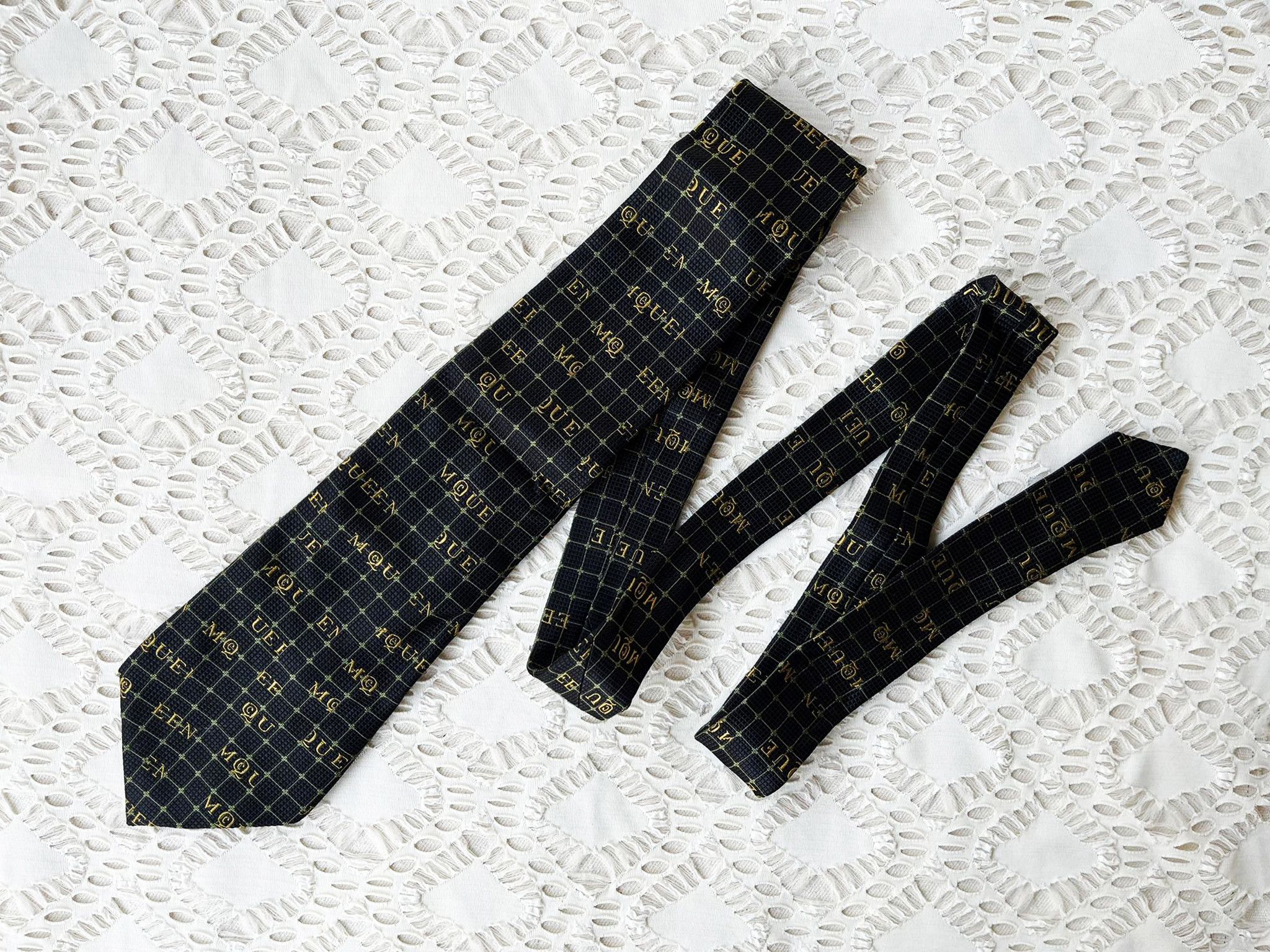 Alexander McQueen ALEXANDER MCQUEEN Monogrammed logo printed silk Necktie Size ONE SIZE - 1 Thumbnail