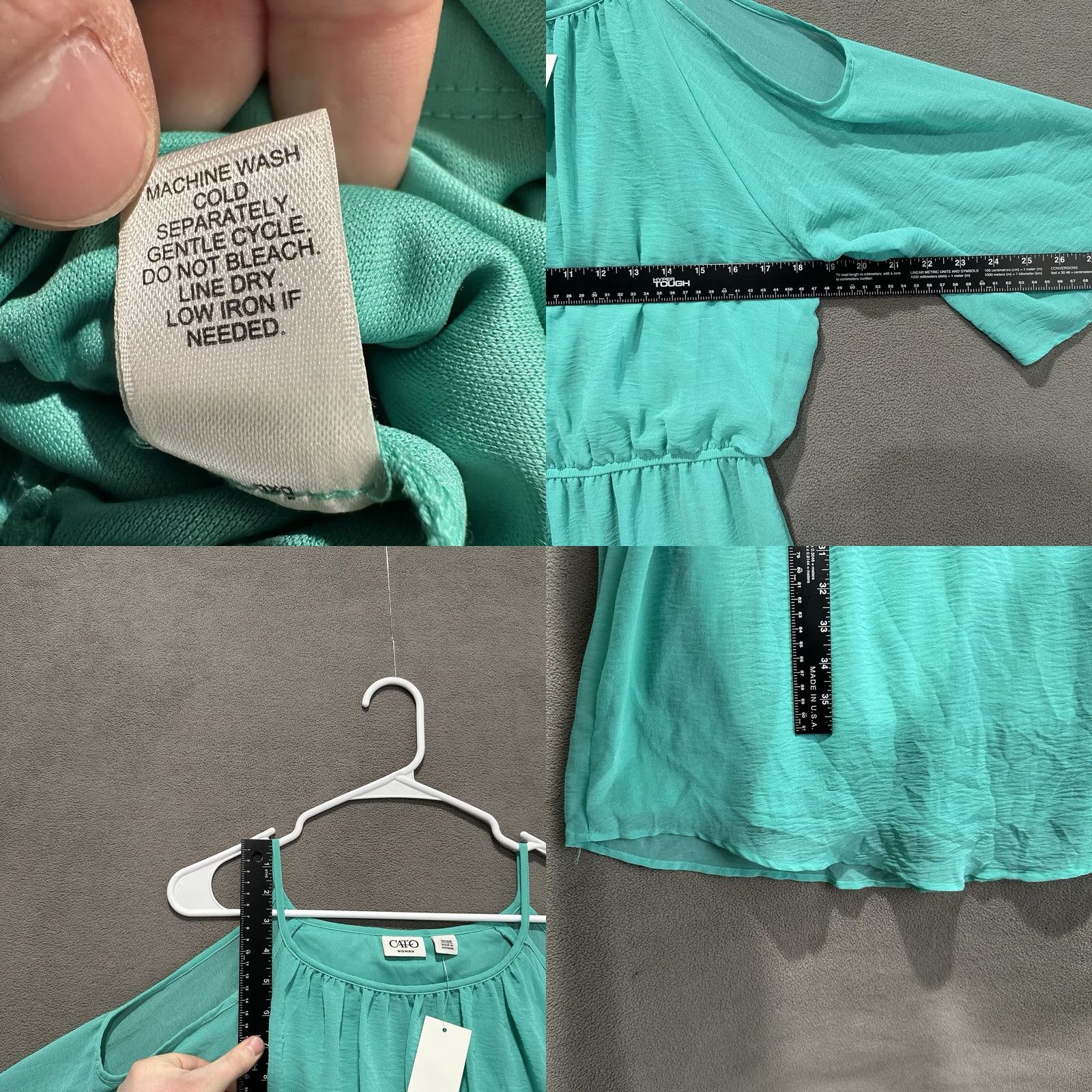 Vintage NWT Cato Dress Womens 16W Pool Green Cold Shoulder Short Sleeve Elastic Waist Dress Size 38" / US 16 / IT 52 - 8 Thumbnail