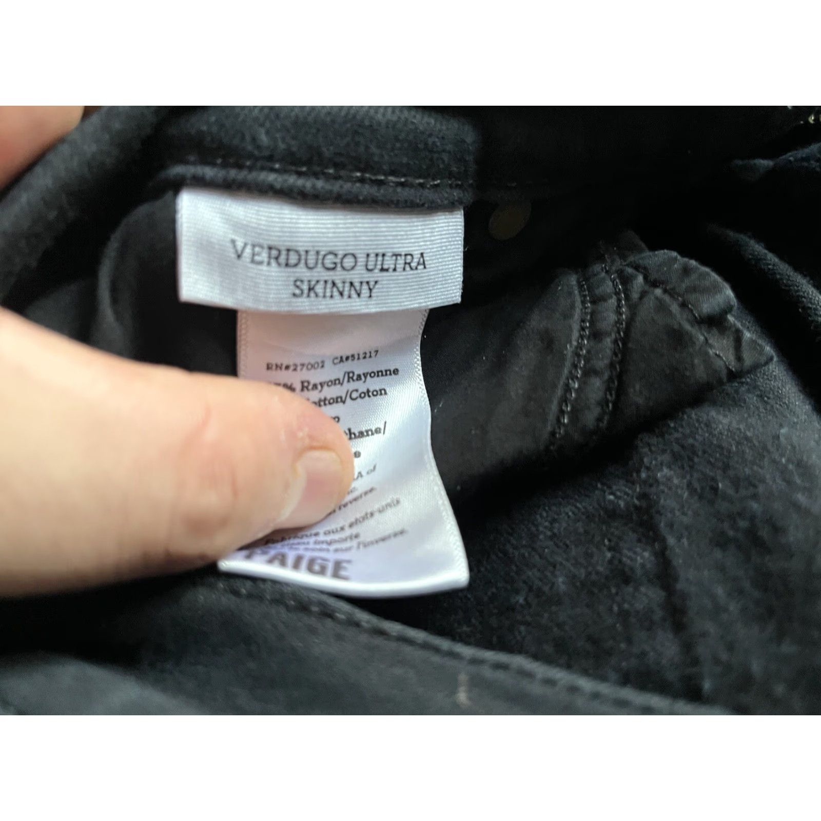 Paige PAIGE VERDUGO ULTRA SKINNY Mid-Rise Jeans in Black Distressed Size 31 Inseam 29” Women's Jeans Size 24" / US 00 / IT 34 - 6 Thumbnail